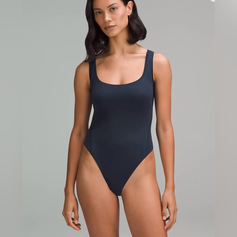 Lululemon Nulu Square Neck Navy Blue Bodysuit